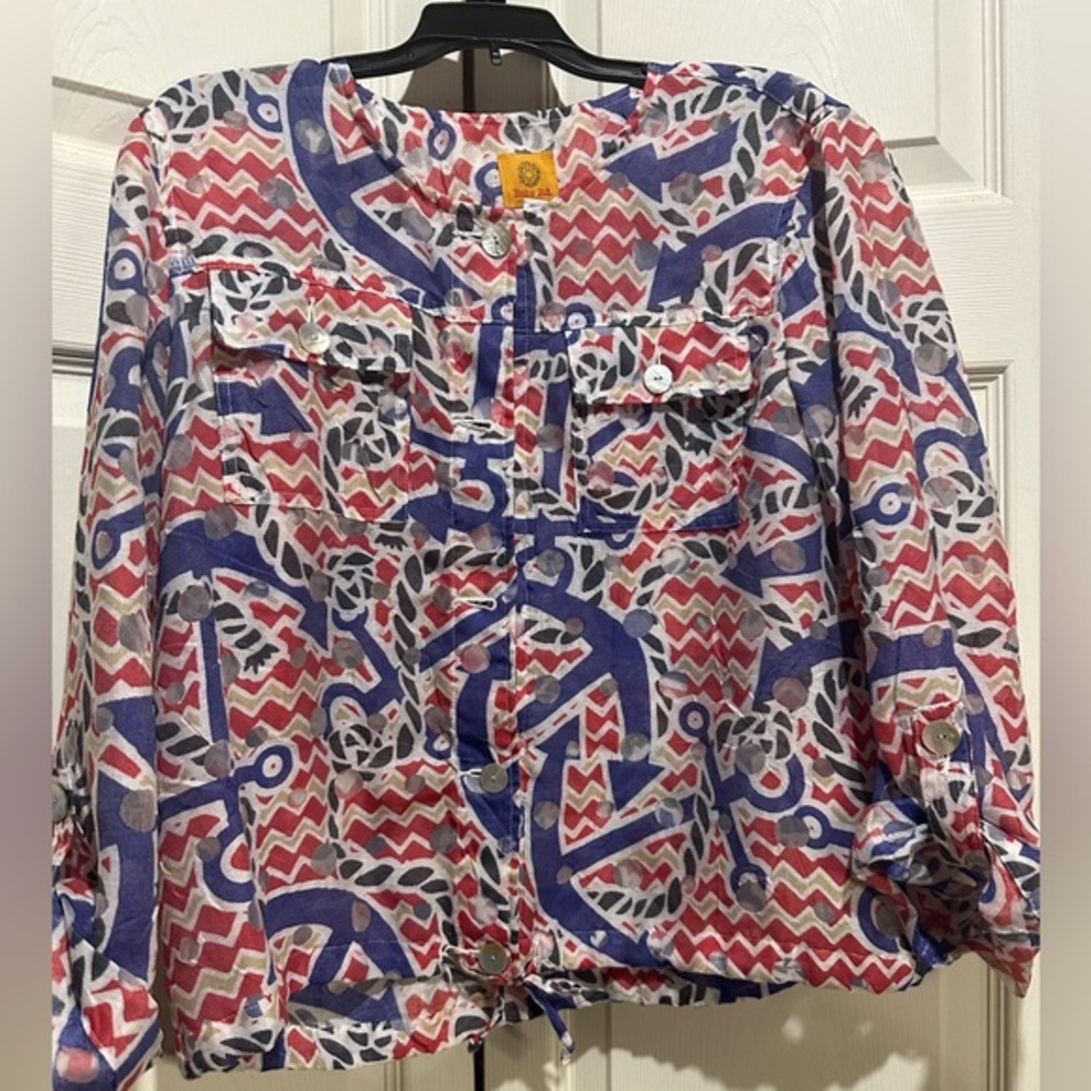 Ruby Rd colorful button down blouse or jacket. Size 10